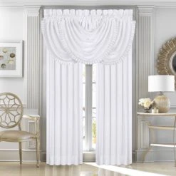 New 👏 Five Queens Court Mackay Woven Waterfall Valance With Pleats White 🥰