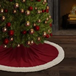 Deals 🔥 Five Queens Court Cozy Sherpa 🔔 Christmas Tree 👗 Skirt Evergreen ⌛