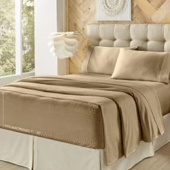 Outlet 🥰 Five Queens Court Royal Fit 500 TC 4-pc. Bedsheet Set Tan 🔔 -Five Queens Court Shop unnamed file 118