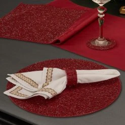 Best Pirce ❤️ Five Queens Court Shimmer 🎄 Christmas Napkin Ring 4 Piece Set 🔔