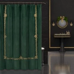 Best Pirce 😉 Five Queens Court Nicholas 🎄 Christmas Shower Curtain Evergreen 😉 -Five Queens Court Shop unnamed file 1253