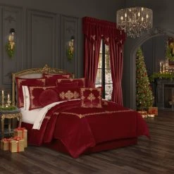 Best Pirce 🌟 Five Queens Court Nicholas 🎄 Christmas Bedskirt Crimson 🤩 -Five Queens Court Shop unnamed file 1566