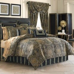 Cheapest 👏 Five Queens Court Palmer Woven Chenille 4 Piece Comforter Set 🎁