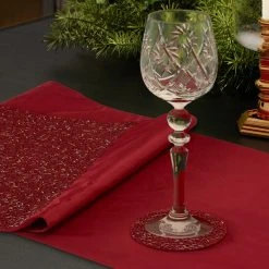 Budget 🔥 Five Queens Court Shimmer 🎄 Christmas Coasters 4 Piece Set Crimson 🔥