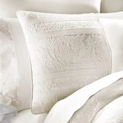 Flash Sale ⌛ Five Queens Court Mackay Woven Scroll Horizontal Stripe 4-piece Comforter Set White ⌛ -Five Queens Court Shop unnamed file 263