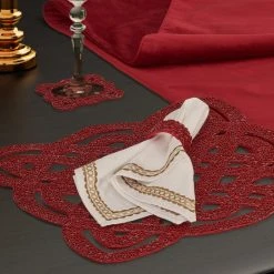 Best deal ✨ Five Queens Court Nicholas 🎅 Christmas Placemat 2 Pack Crimson 👍