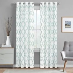 Budget 🤩 Five Queens Court Diamante Embroidered Grommet Window Semi-Sheer Panel 😍