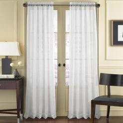 Deals 🎁 Five Queens Court Sidney Woven Semi Sheer Single Curtain Panel White 😉