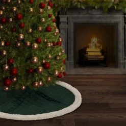 Hot Sale ❤️ Five Queens Court Cozy Sherpa Quilted 🔔 Christmas Tree 👗 Skirt Evergreen 💯 -Five Queens Court Shop unnamed file 799
