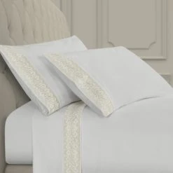Cheap 😀 Five Queens Court Makayla Embroidered Sheet Set White 🔔
