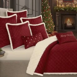 Budget 👍 Five Queens Court Cozy Sherpa Quilt Set Evergreen 🔔 -Five Queens Court Shop unnamed file 975