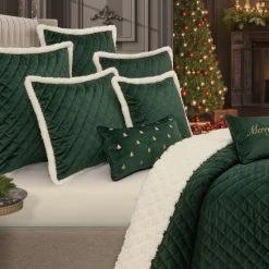 Budget 👍 Five Queens Court Cozy Sherpa Quilt Set Evergreen 🔔 -Five Queens Court Shop unnamed file 978