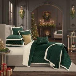 Budget 👍 Five Queens Court Cozy Sherpa Quilt Set Evergreen 🔔 -Five Queens Court Shop unnamed file 980